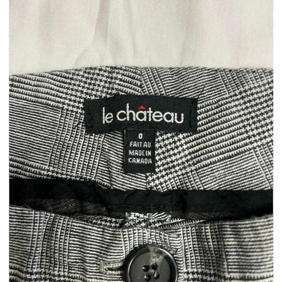 Le  Chateau Linen Blend White Black Plaid Dress Pants Trousers Size 0 - Picture 6 of 7